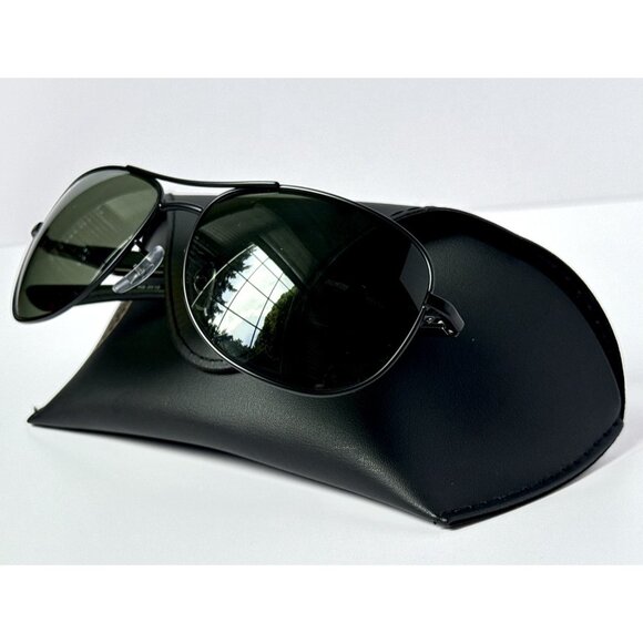 Ray-Ban RB3519 Aviator Black Frame Sunglasses 59mm Green Polarized G-15 Lenses - Picture 8 of 8